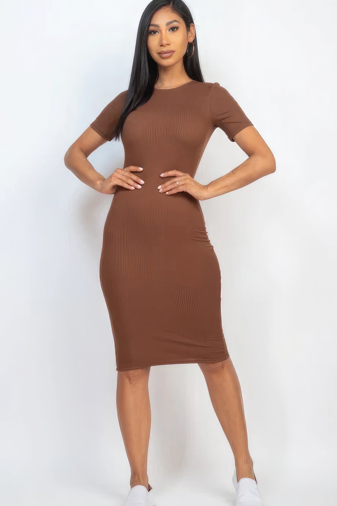 Ribbed Bodycon Midi Dress - Street Rider Apparel