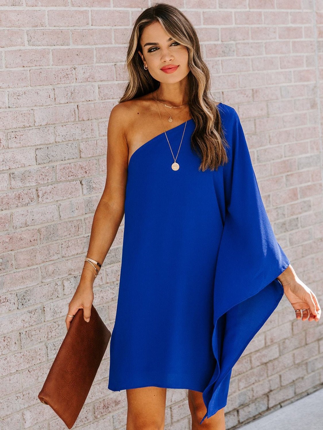 Single Shoulder Kimono Sleeve Mini Dress - Street Rider Apparel