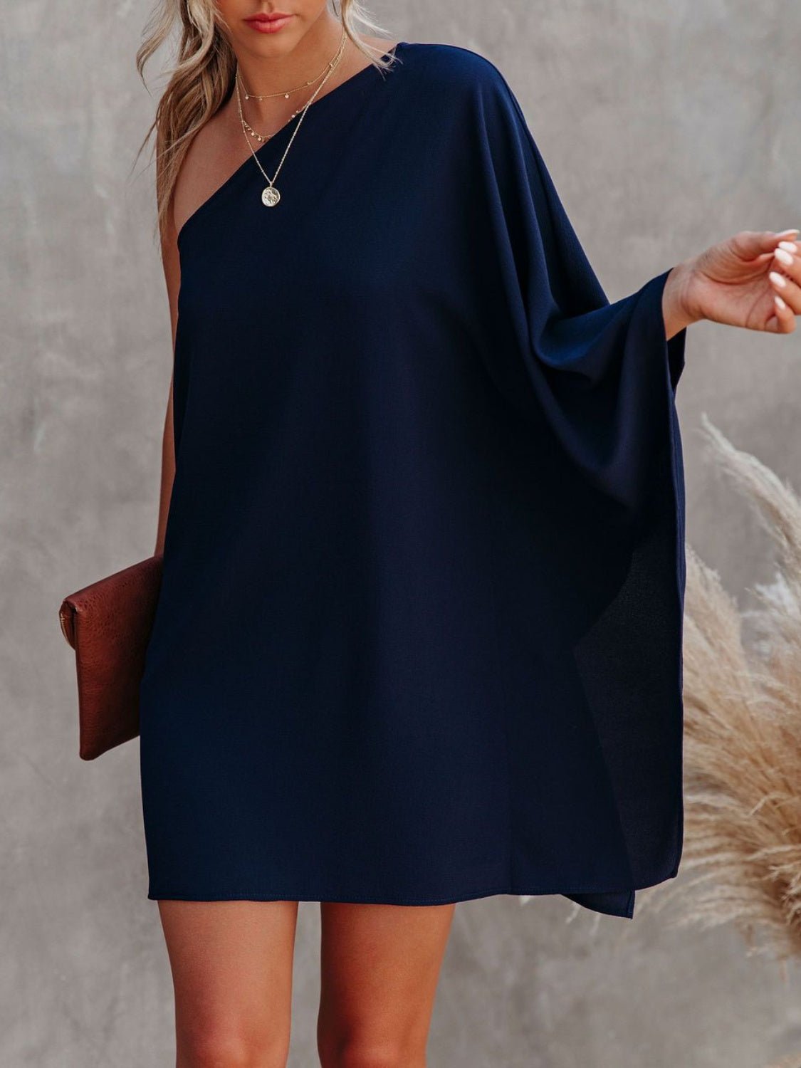 Single Shoulder Kimono Sleeve Mini Dress - Street Rider Apparel