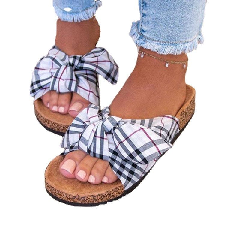 Summer Ladies Support Shoes Bowknot Flat Bottom Leopard Print African Sandals - Street Rider Apparel