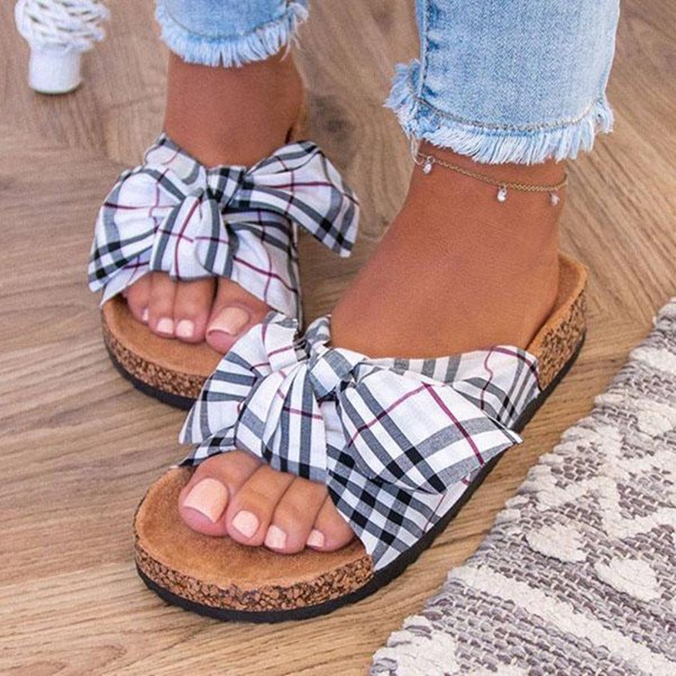 Summer Ladies Support Shoes Bowknot Flat Bottom Leopard Print African Sandals - Street Rider Apparel