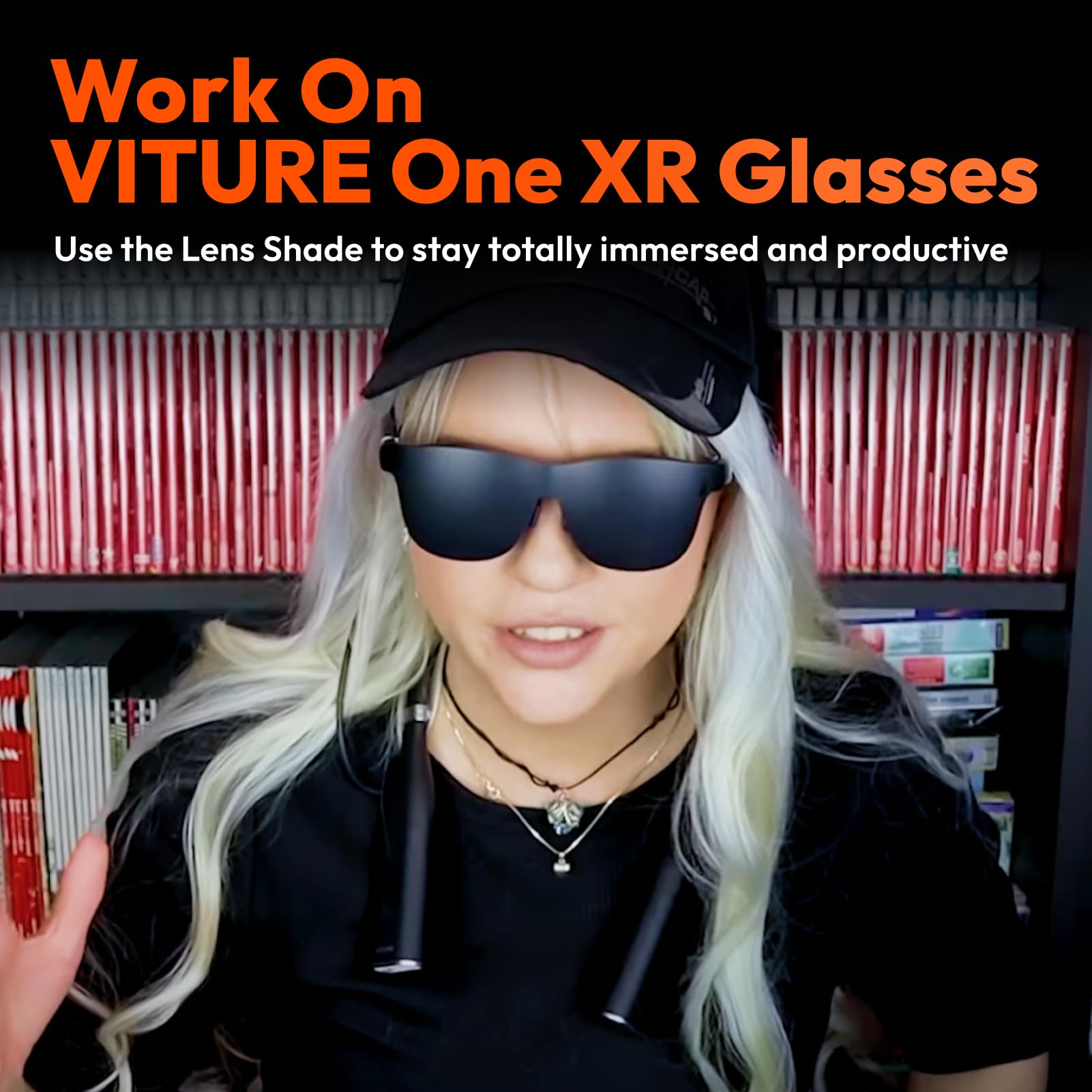 VITURE One XR/AR Glasses, 120" Full HD Display, Harman Sound, iPhone 15/15 Pro (Spatial Video Supported), Steam Deck/ROG Ally/Gaming Consoles/PC/Android, Myopia Adjustments, Electrochromic Film - Street Rider Apparel