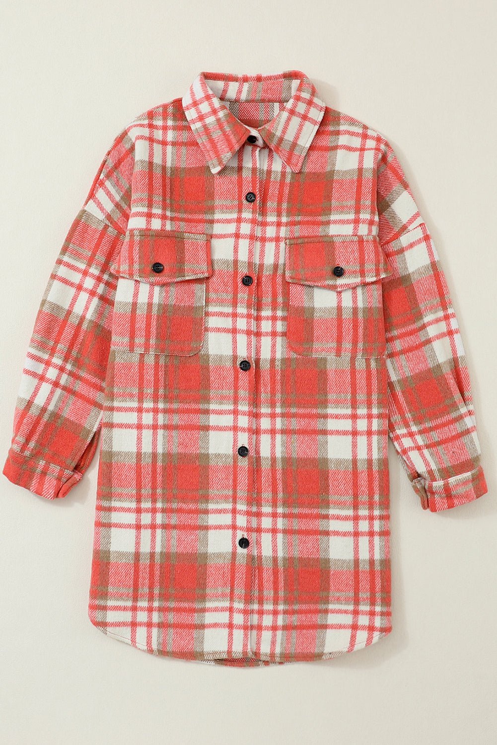 Yellow Plaid Print Flap Pocket Long Sleeve Shacket - Street Rider Apparel