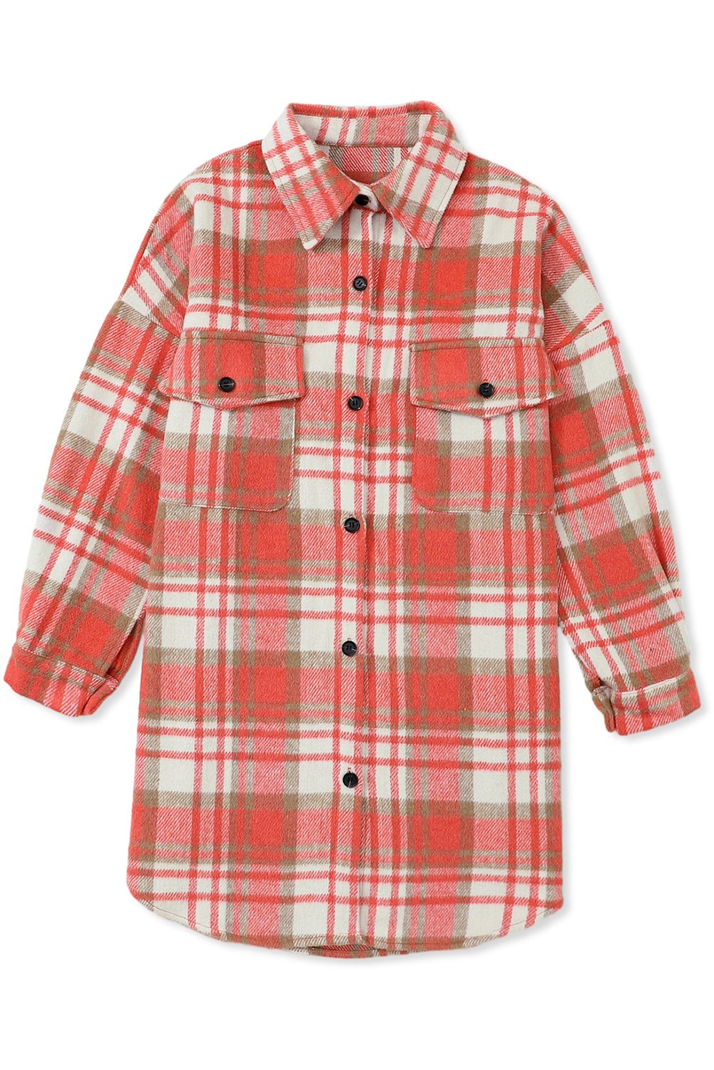 Yellow Plaid Print Flap Pocket Long Sleeve Shacket - Street Rider Apparel