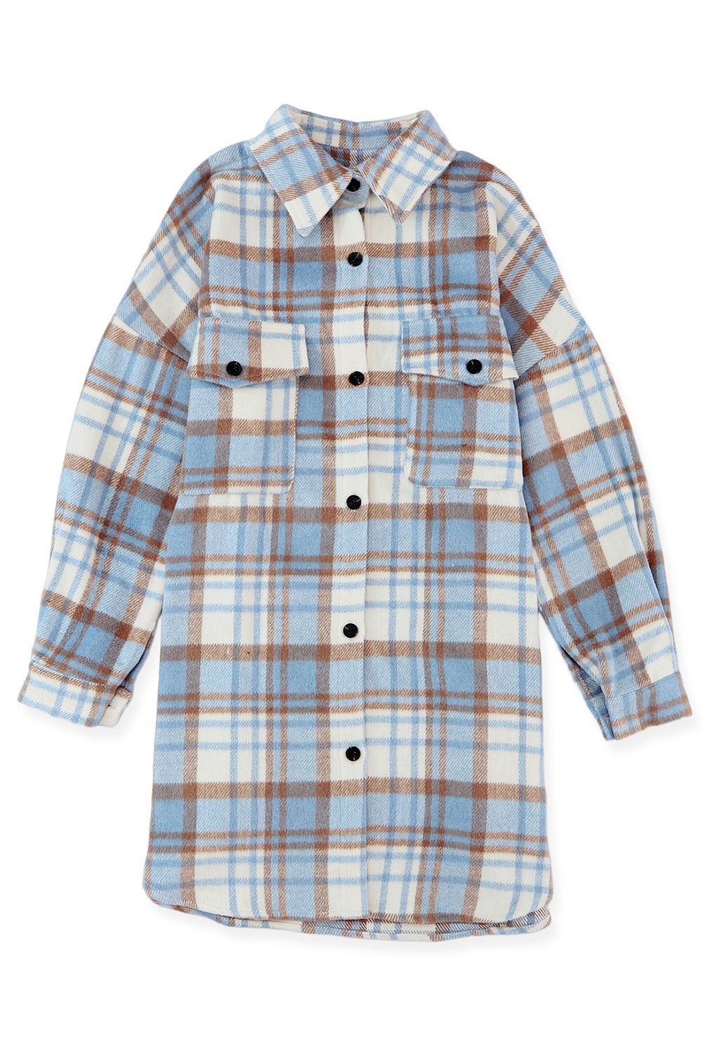 Yellow Plaid Print Flap Pocket Long Sleeve Shacket - Street Rider Apparel